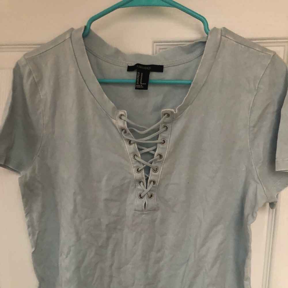 Blue laced v neck